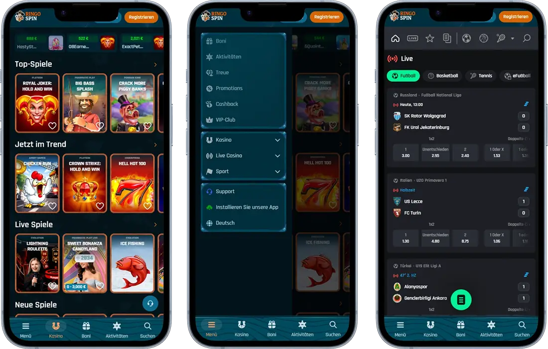 RingoSpin Casino am Smartphone